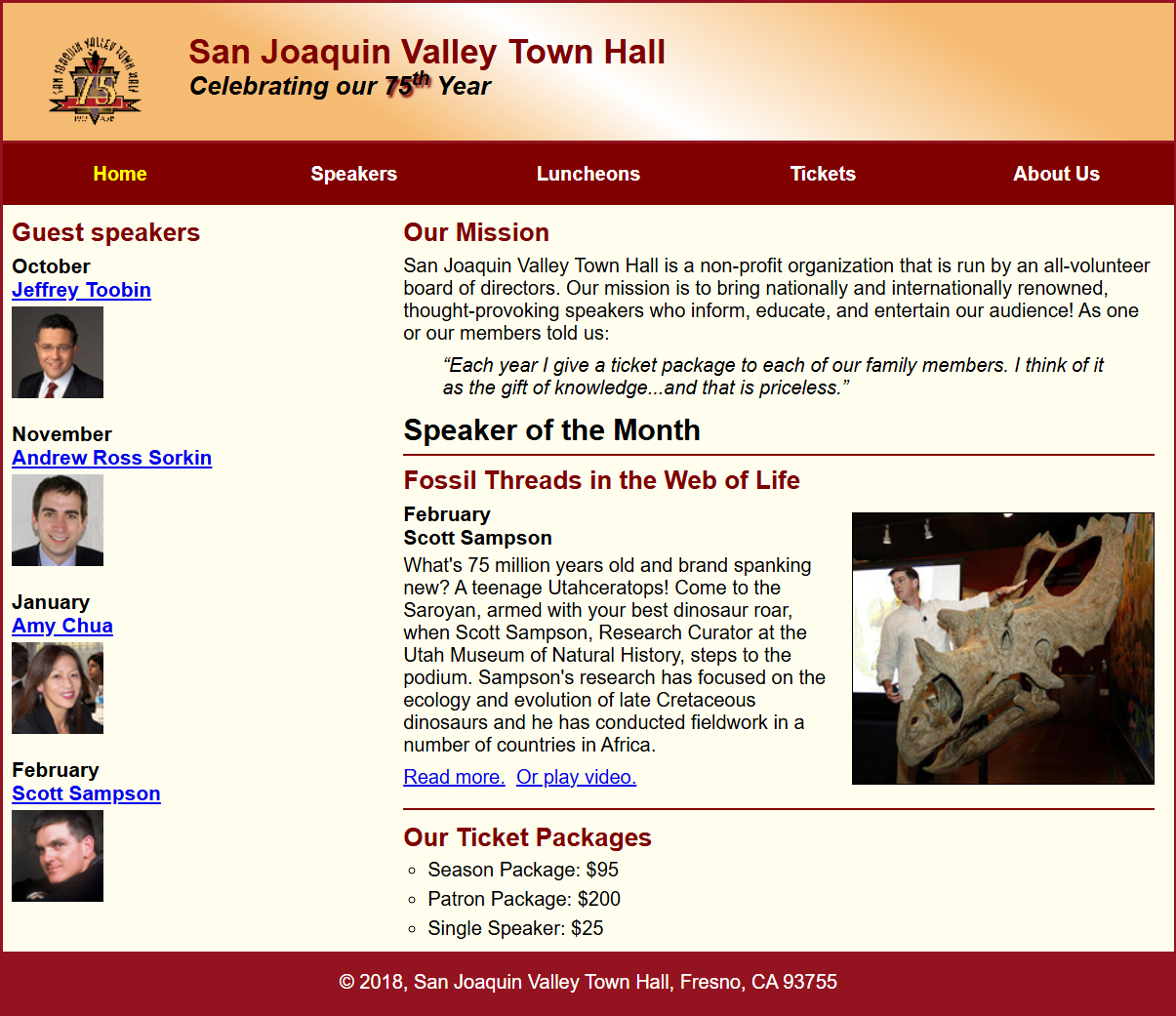Screenshot of grid layout townhall website
