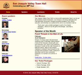 Shows example of website home page
