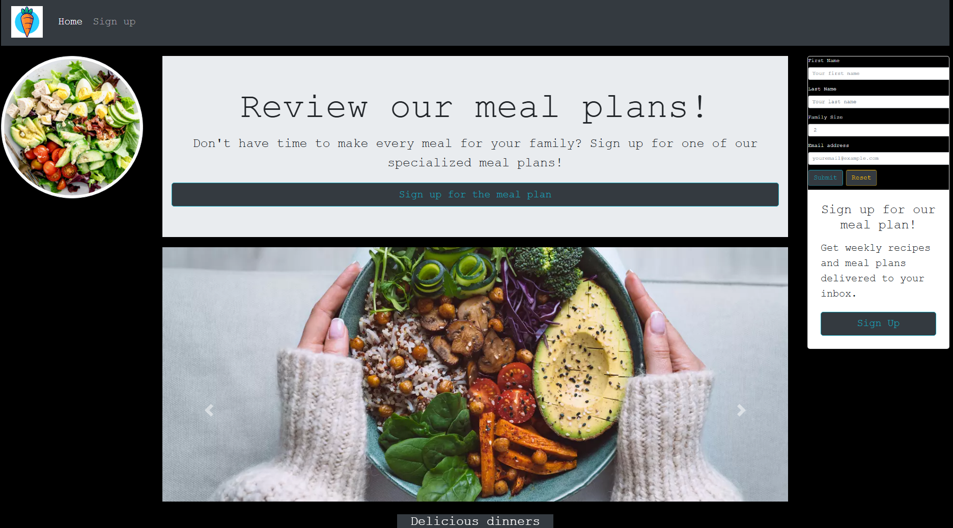 Screenshot of bootstrap demo website